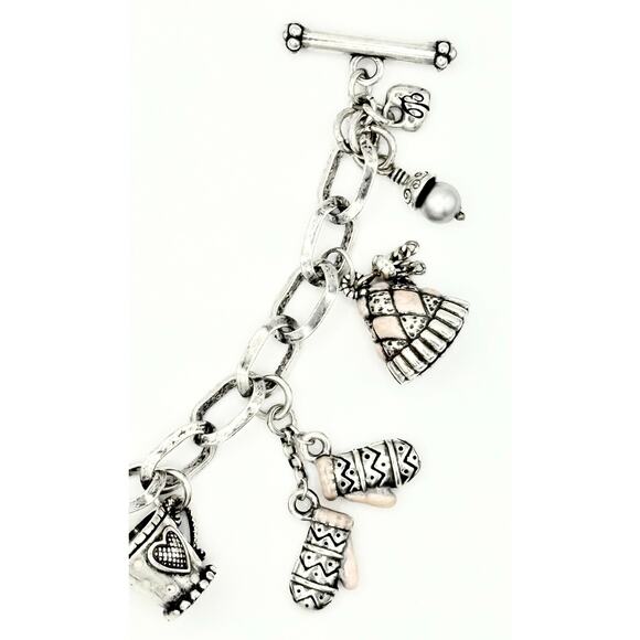 Brighton “Let It Snow” Charm Bracelet - Silver Enamel Crystal - Rare Collectible - Picture 4 of 14